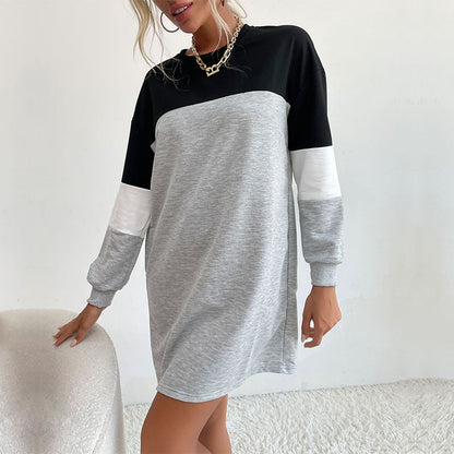 Damen Freizeitkleid Farbblockdetails Lässiger Schnitt Eveloria