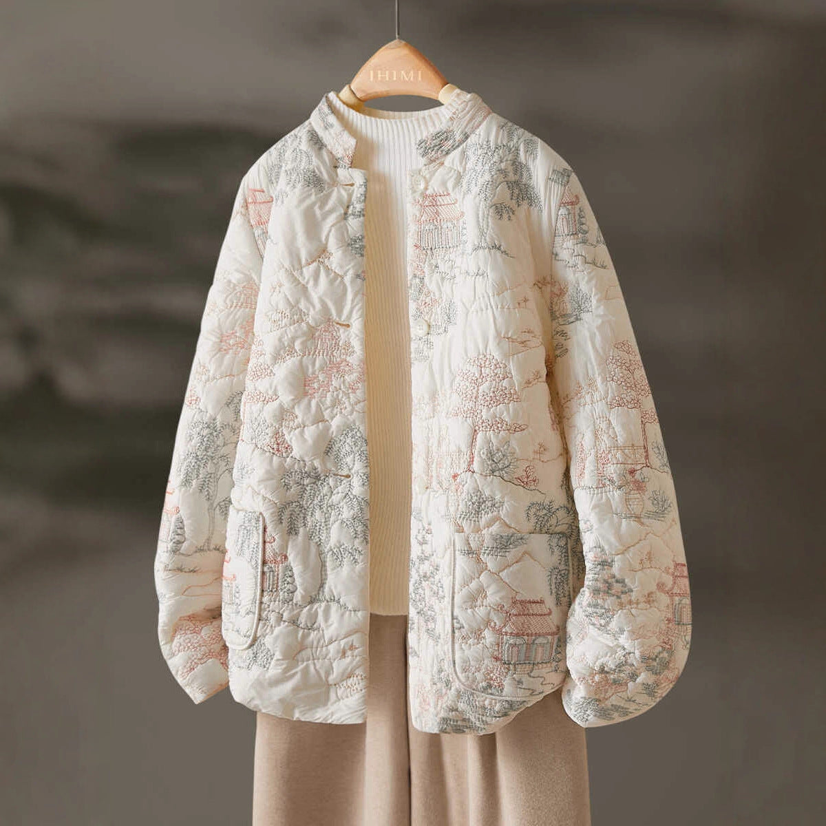 Damen Leichte Steppjacke mit Stickereien Eveloria - Eveloria