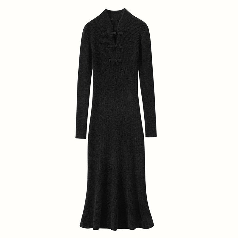 Damen Strickkleid Langärmlig mit Knopfleiste Eveloria