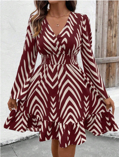 Damen Wickelkleid Voluminöser Rock Eveloria