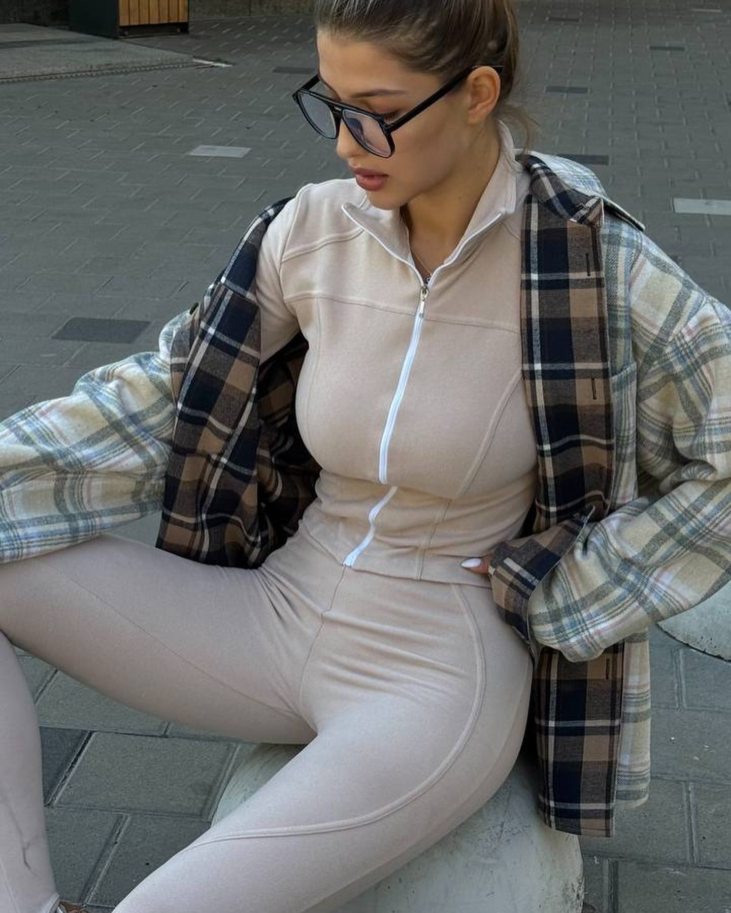 Damen Sportlicher Jumpsuit Hochschließender Kragen Reißverschluss
