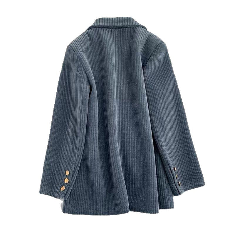 Damen Cord-Blazer Elegant Hochwertig Braun