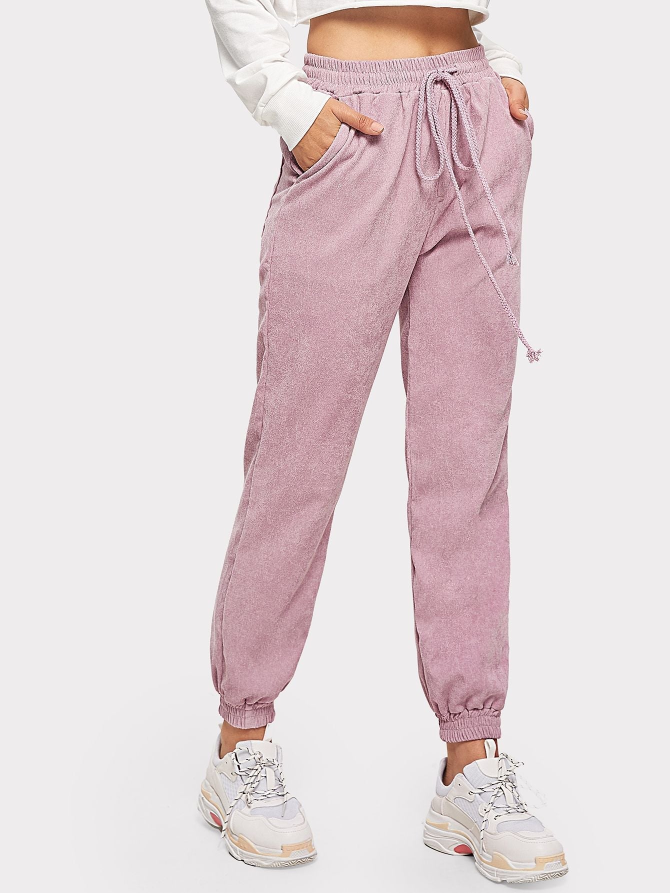 Damen Sweatpants Elastischer Bund Seitentaschen Eveloria