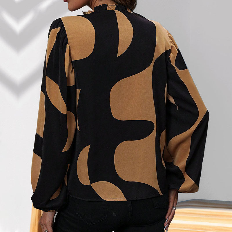 Damen Bluse Geometrisches Muster Lässiger Schnitt Eveloria