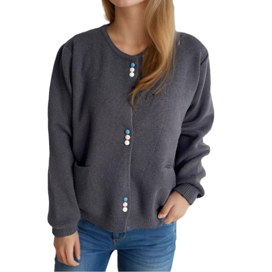 Damen Strickjacke Farbenfroh Mit Taschen