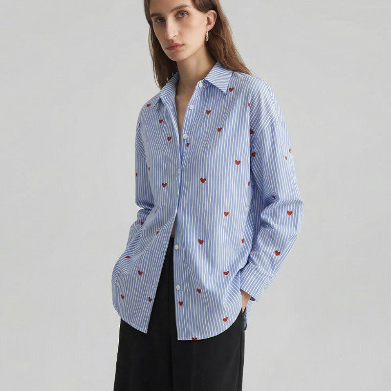 Damen Bluse Romantisches Herzdesign Rosa - Eveloria