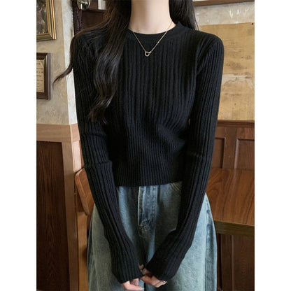 Damen Rippstrickpullover Verlängerte Ärmel Fein Eveloria