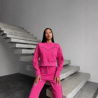 Damen Sportliches Lounge-Set Weites Design Seitenstreifen