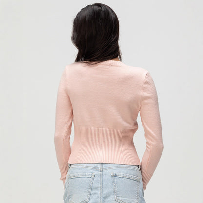 Damen Strickjacke Kontrastknöpfe Eveloria