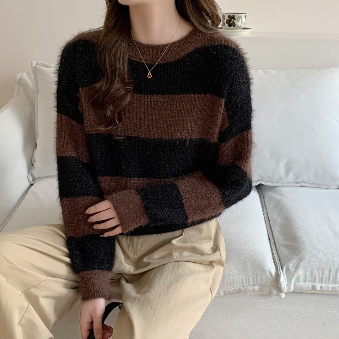 Damen Kuschelpullover Gestreift Eveloria