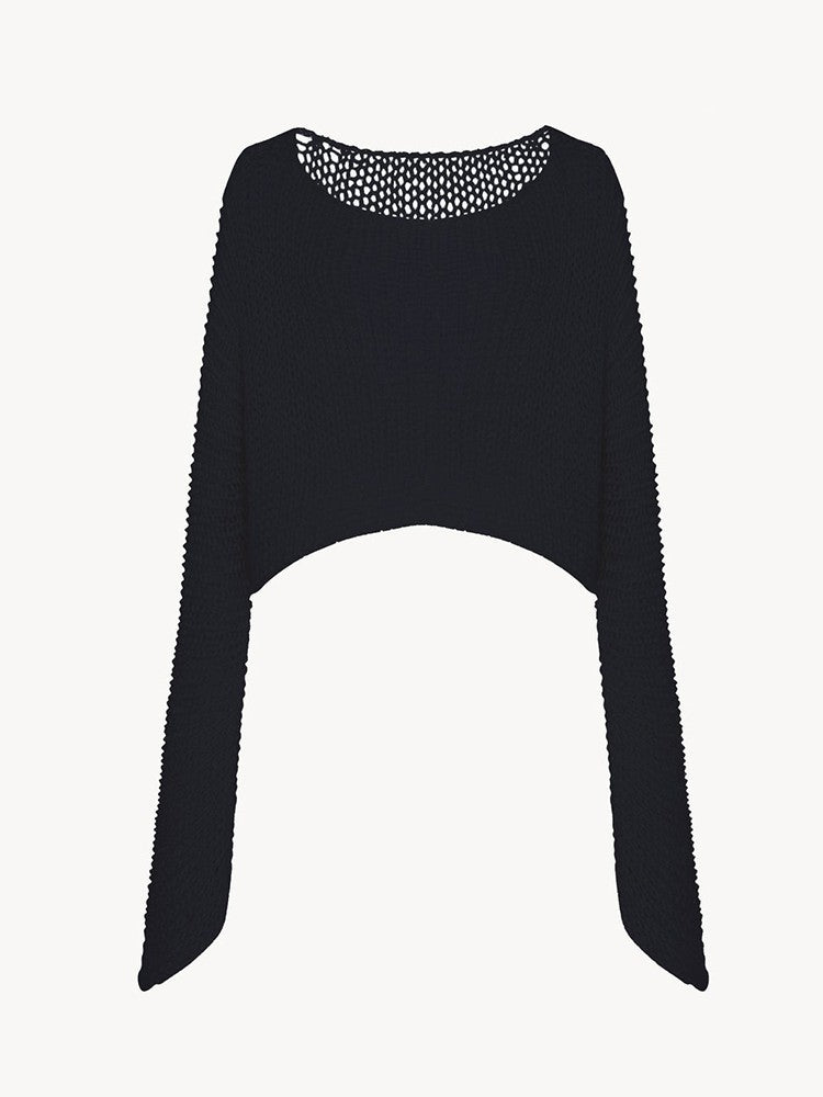 Damen Strickpullover Cropped Weite Passform Beige