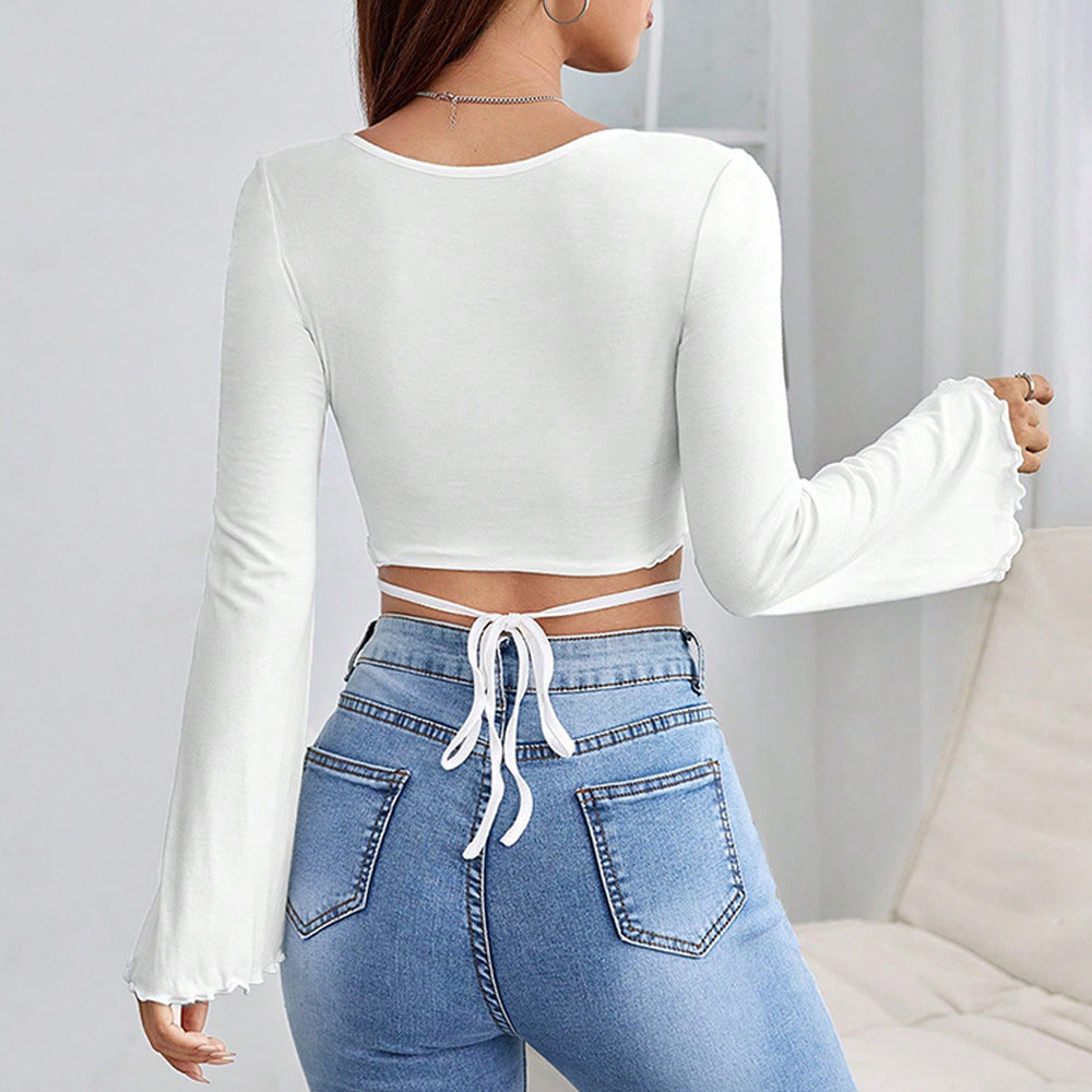 Damen Cropped mit Herz-Ausschnitt und Asymmetrischem Saum