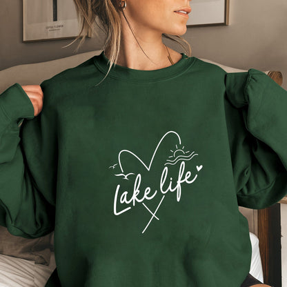 Damen Sweatshirt Kurzarm Herzmotiv Eveloria