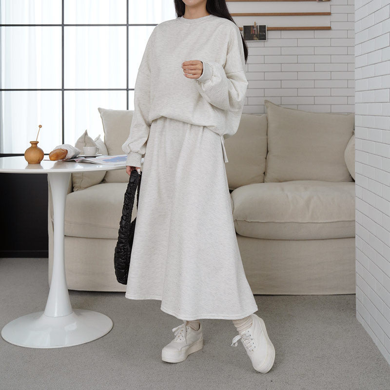 Damen Sweatshirt Set mit Maxi-Rock und Taschen Elegant