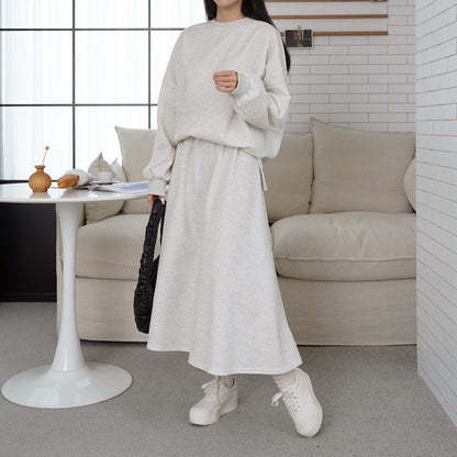 Damen Sweatshirt Set mit Maxi-Rock und Taschen Elegant