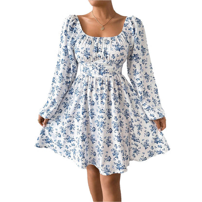 Damen Sommerkleid Floralmuster Langer Ärmel Eveloria