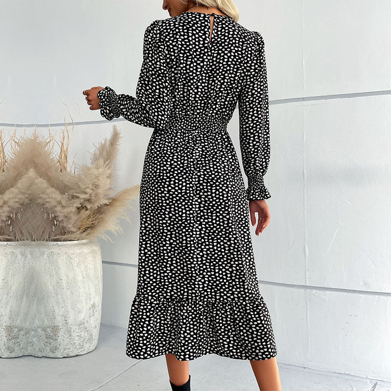 Damen Midi-Kleid Floralmuster Rüschendetails Eveloria