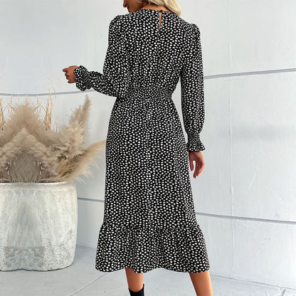 Damen Midi-Kleid Floralmuster Rüschendetails Eveloria