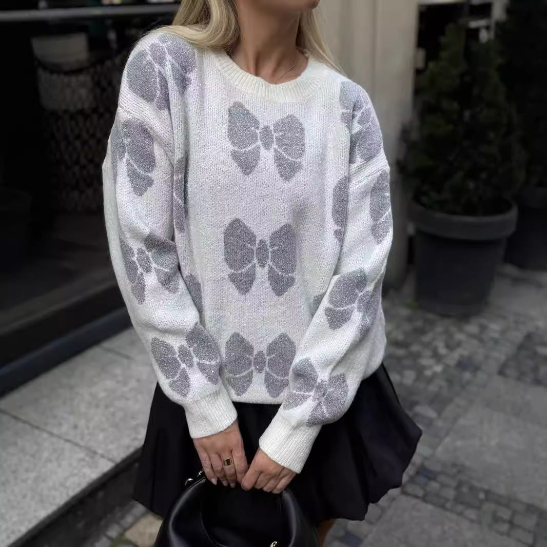 Damen Strickpullover Florales Muster Weiches Material - Eveloria