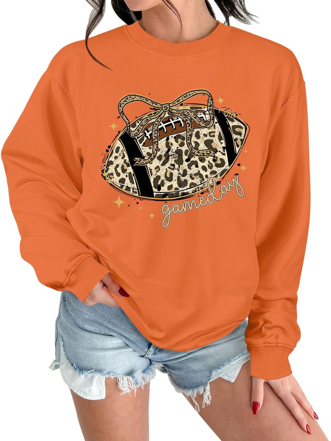 Damen Sweatshirt Sportmotiv Lässig Grau Eveloria