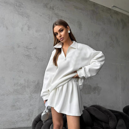 Damen Sweatshirt Kurzreißverschluss Weites Design Eveloria