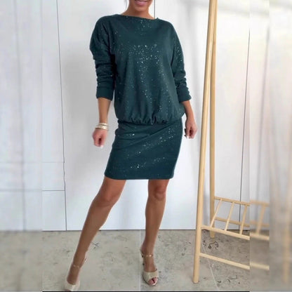 Damen Oversized Kleid Schimmernde Akzente