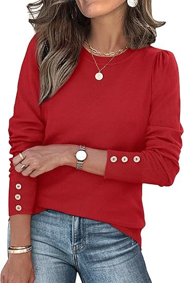 Damen Pullover Lässig Knopfdetails Eveloria