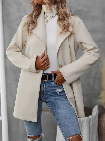 Damen Übergangsjacke mit Knopfverschluss und großem Revers