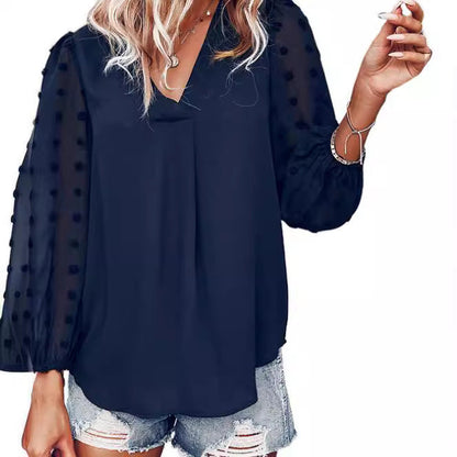 Damen Bluse mit Puffärmeln und Polka Dot Muster