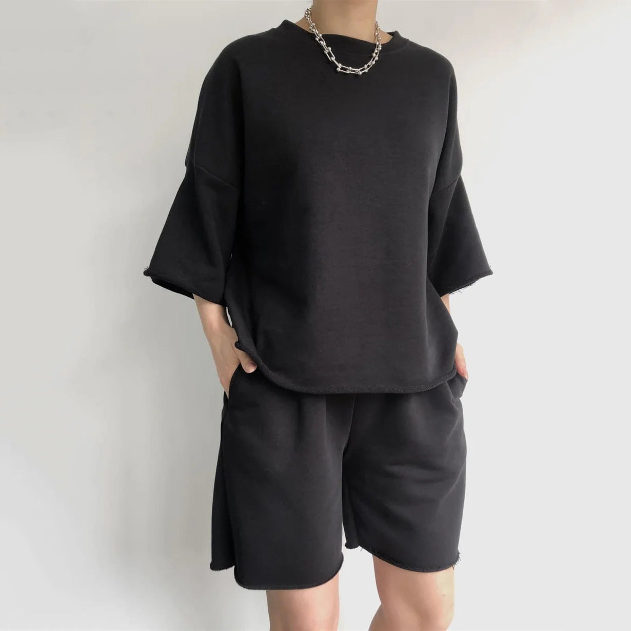Damen Kurzarm-Oberteil und Shorts Set Eveloria