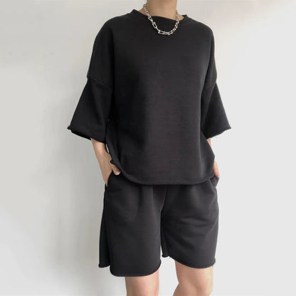 Damen Kurzarm-Oberteil und Shorts Set Eveloria