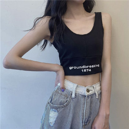 Damen Tanktop mit Schriftzug Figurbetont