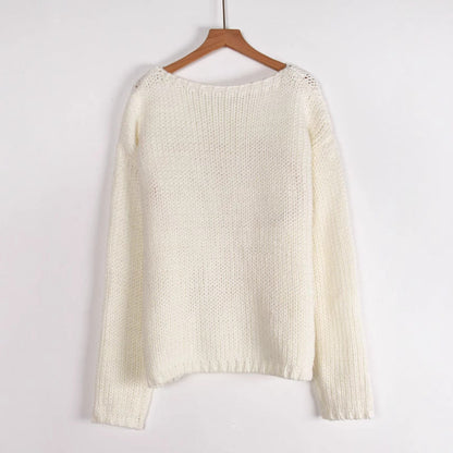 Damen Strickpullover Geflochtenes Schleifenmuster Eveloria