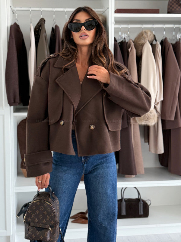 Damen Oversized Wolljacke Breites Revers Eveloria