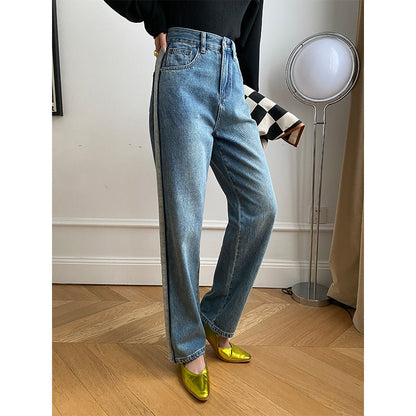 Damen High-Waist Jeans Lässiger Schnitt Erstklassiger Denim Blau - Eveloria