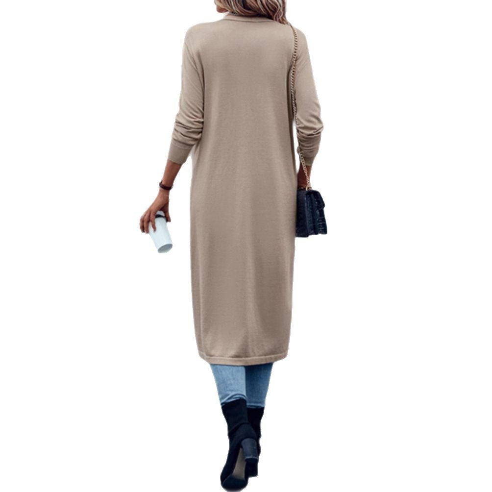 Damen Strickmantel Offen Elegant Beige