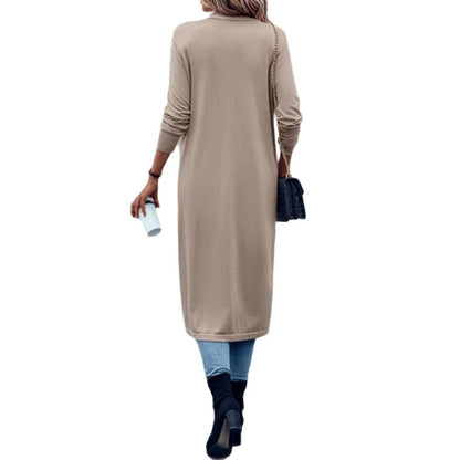 Damen Strickmantel Offen Elegant Beige