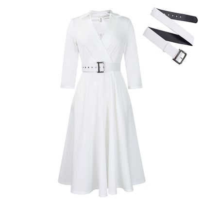 Damen Wickelkleid Tailliert Abnehmbarer Gürtel Eveloria