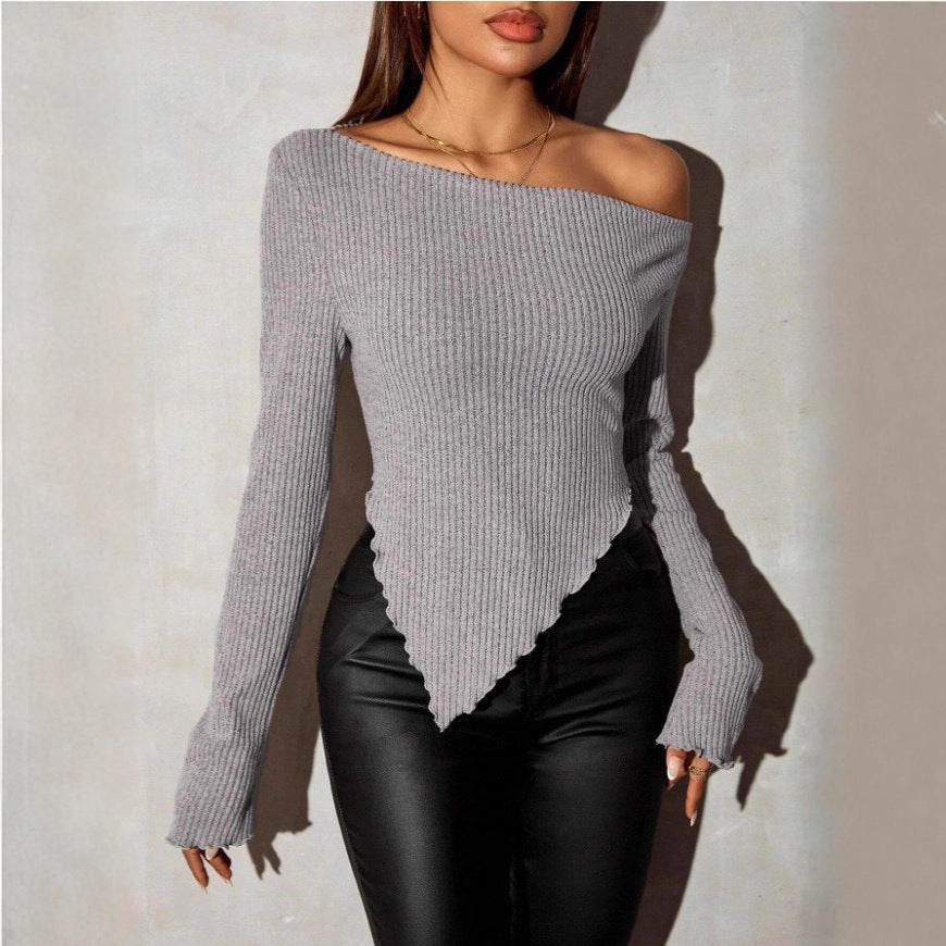 Damen Asymmetrischer Strickpullover Eveloria