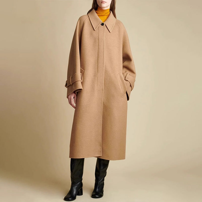 Damen Wollmantel Oversized mit Kragen Anthrazit - Eveloria
