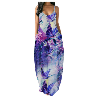 Damen Maxikleid Tie-Dye V-Ausschnitt Eveloria