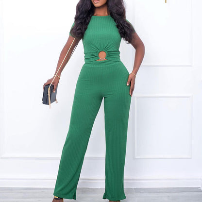 Damen Jumpsuit Hochgeschnitten Mit Schlitz Eveloria