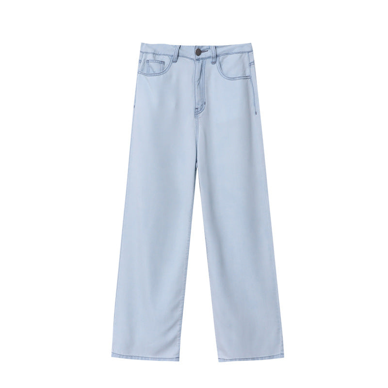 Damen Highwaist Jeans Weite Bein Lässiger Schnitt Eveloria