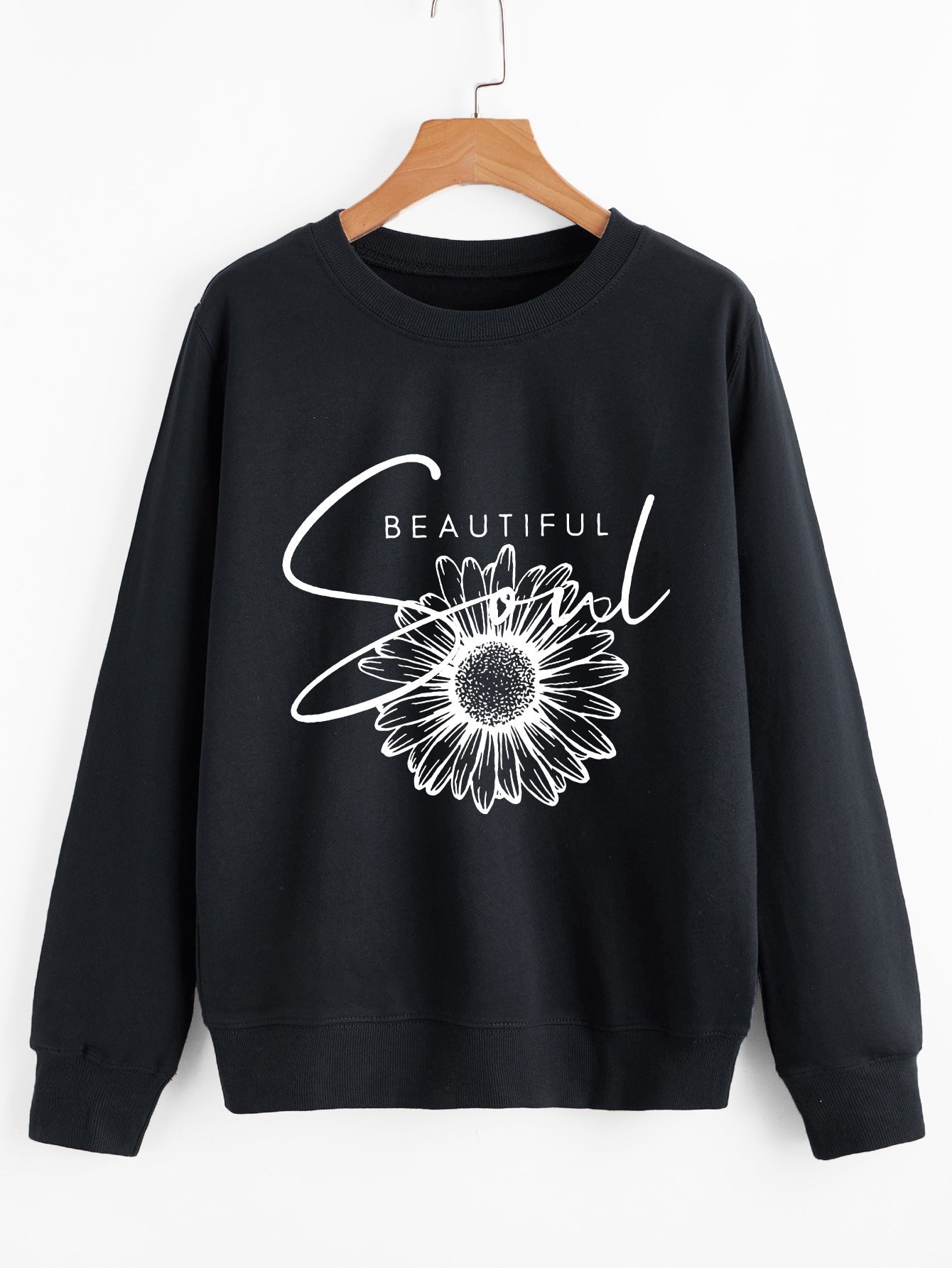 Damen Sweatshirt Floralmuster Mit Schriftzug Eveloria