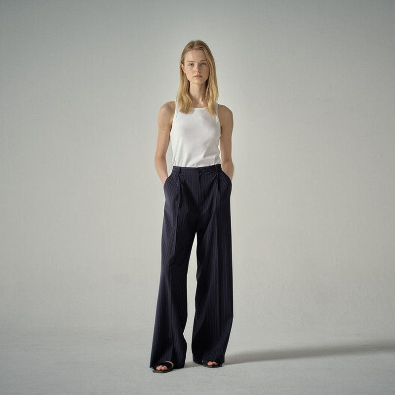 Damen Stoffhose Weites Bein Streifen