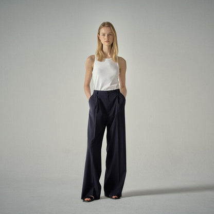 Damen Stoffhose Weites Bein Streifen