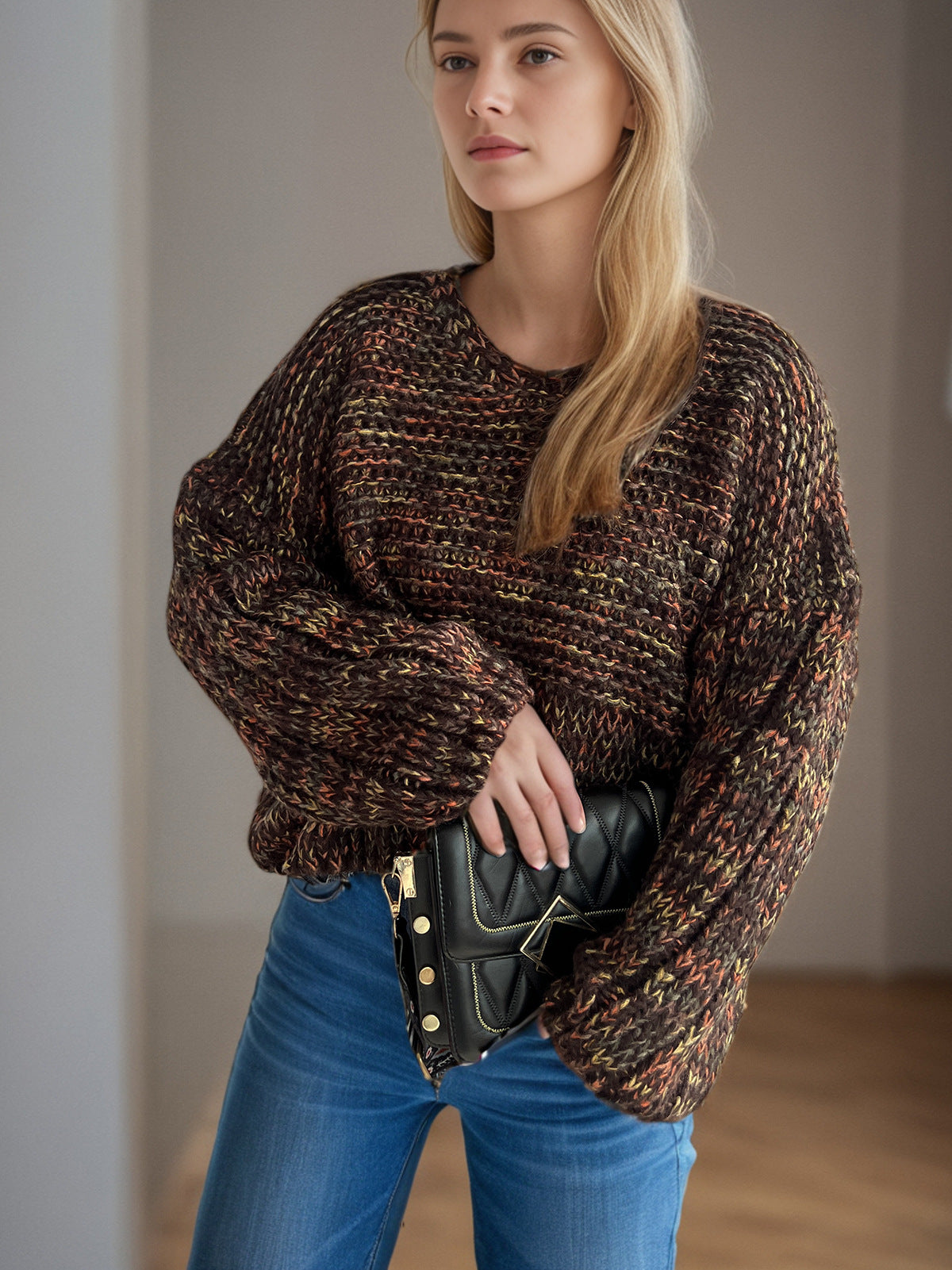 Damen Strickpullover Weit Schnitt Elegante Ärmel Eveloria