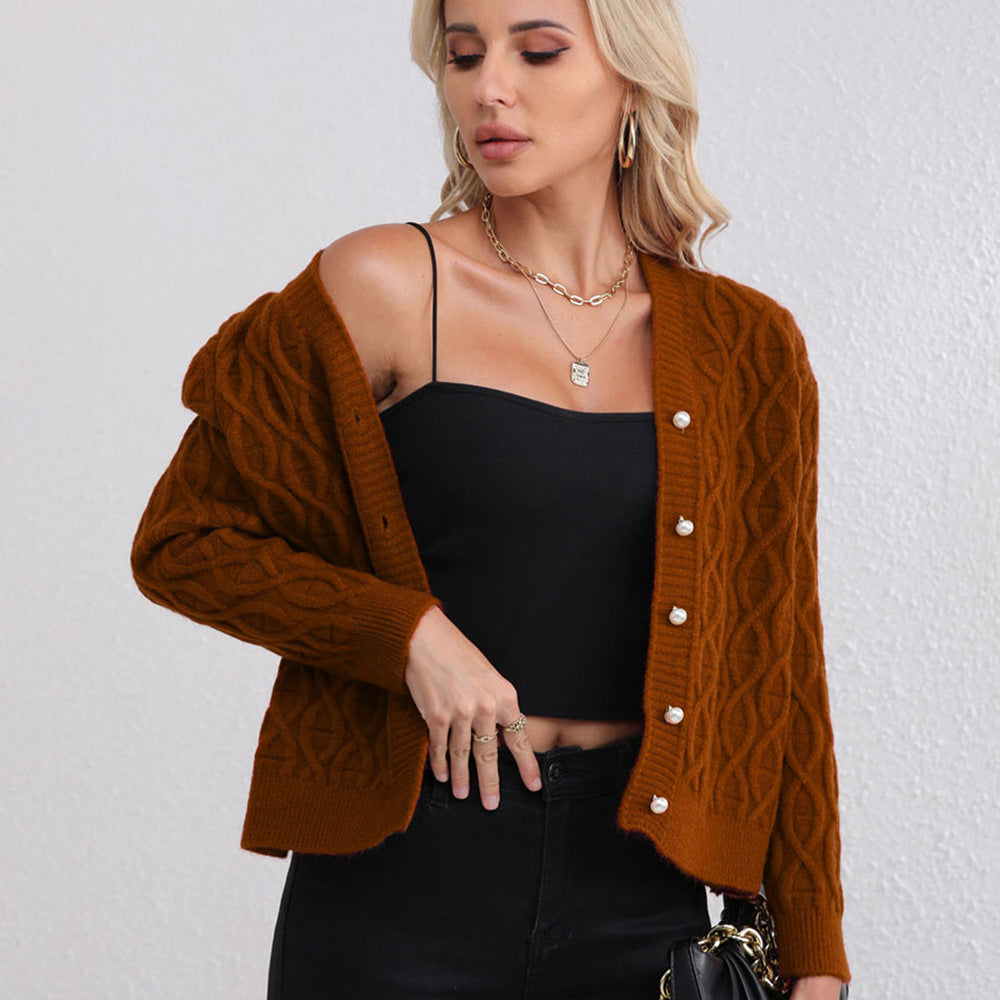 Damen Strickjacke Zopfmuster Weich Pastellfarben