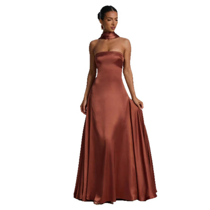 Damen Trägerloses Abendkleid Satin Rock Eveloria