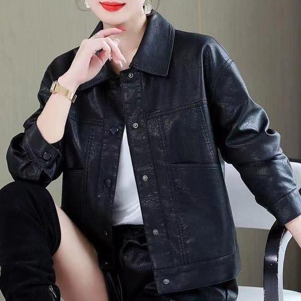 Damen Lederjacke Biker-Stil Eveloria